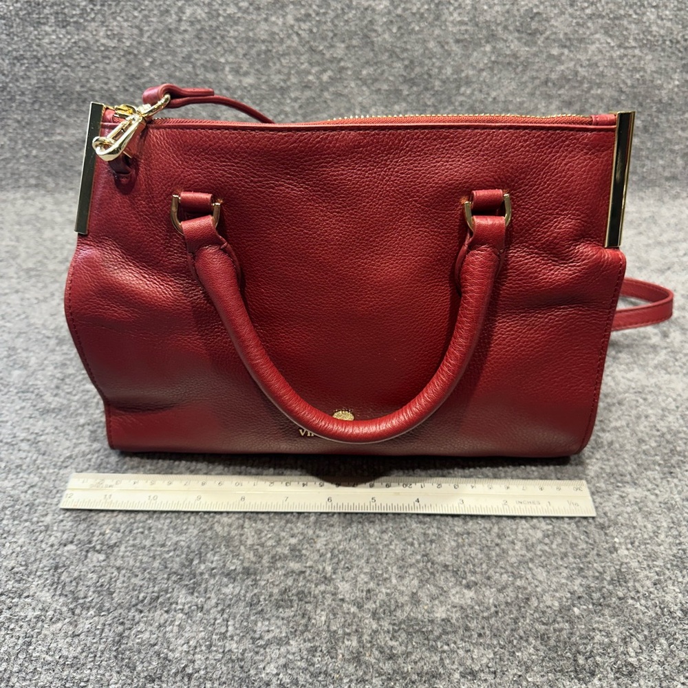 Vince Camuto Deep Red Pebbled Leather Satchel with Detachable Strap PO0129 - Picture 8 of 15